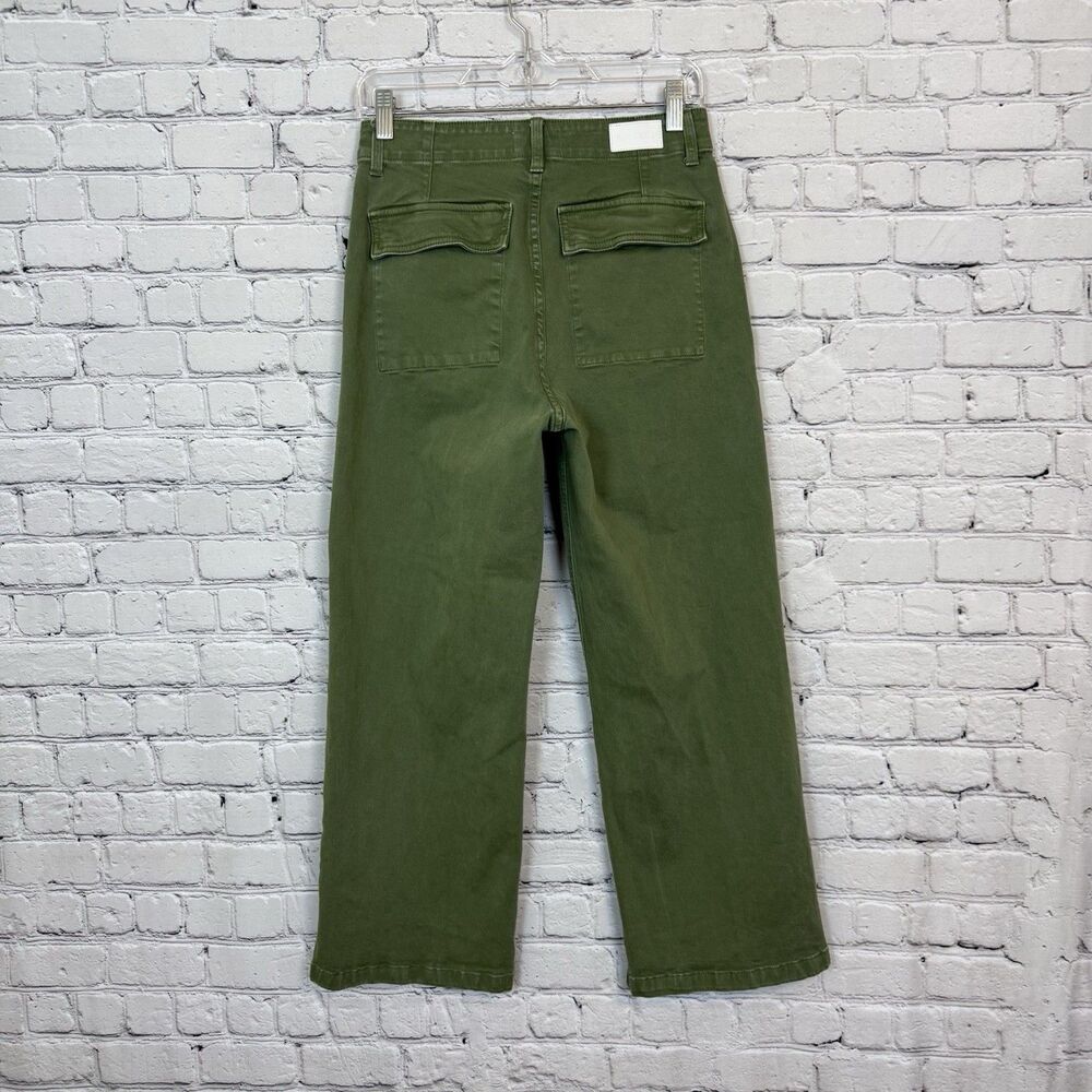 Pistola Sophia Twill Pants Women 26 Basil Green Flap Pockets High Rise Wide Leg - Picture 6 of 8